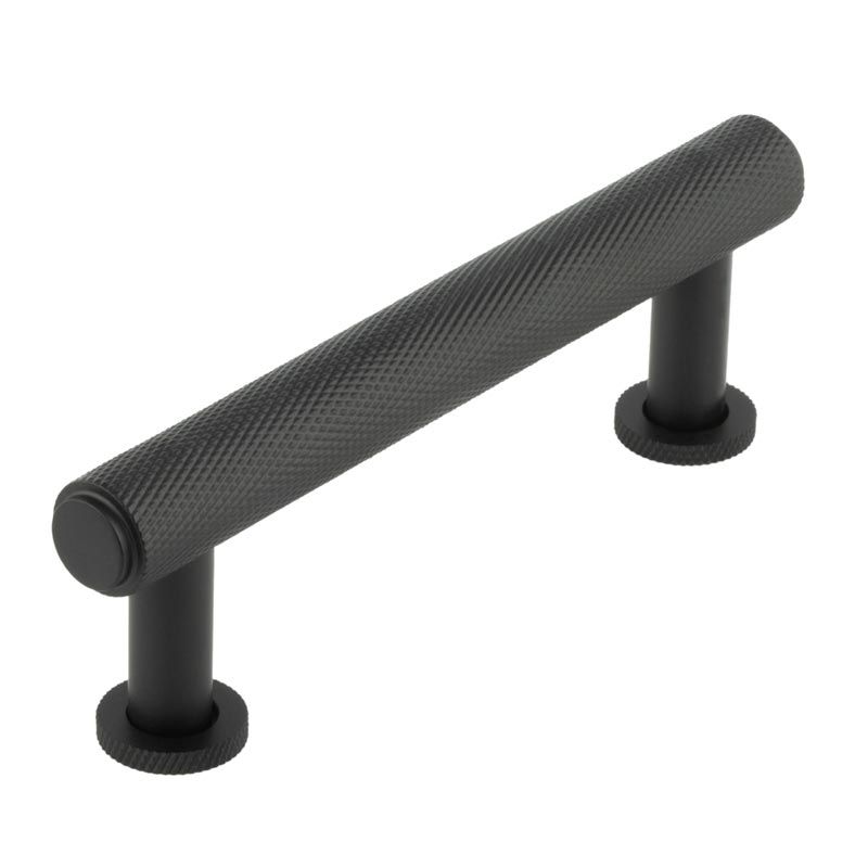 Burlington 96mm Matt Black Knurled Cabinet Pull Handle | BUR410MB