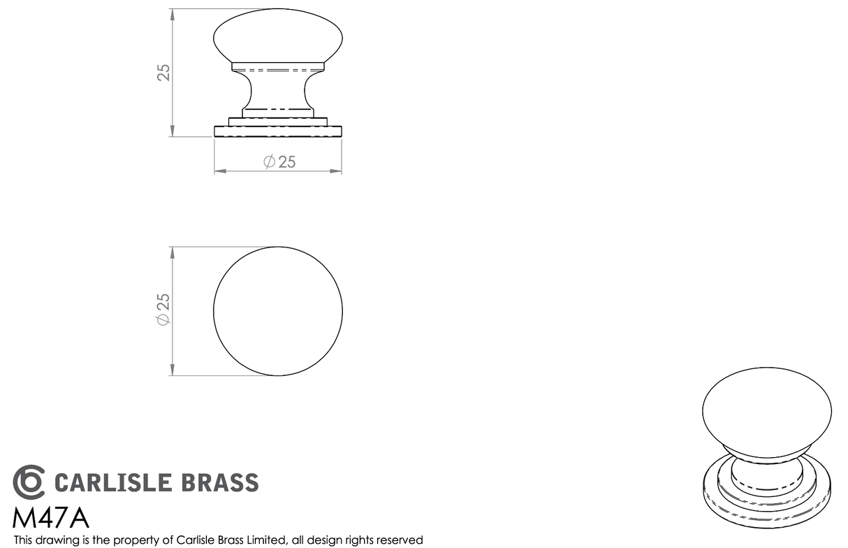 Satin Nickel 25mm Victorian Cupboard Knob | M47ASN