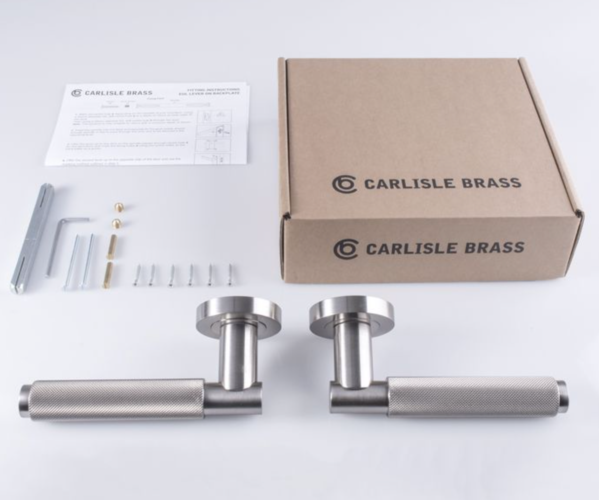 Satin Nickel Varese Knurled Lever on Round Rose | EUL050SN