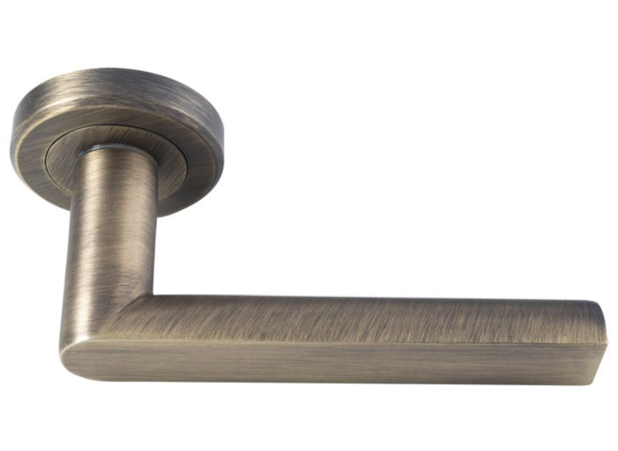 Set Antique Brass Serozzetta Edge Lever on round rose | SZM210AB