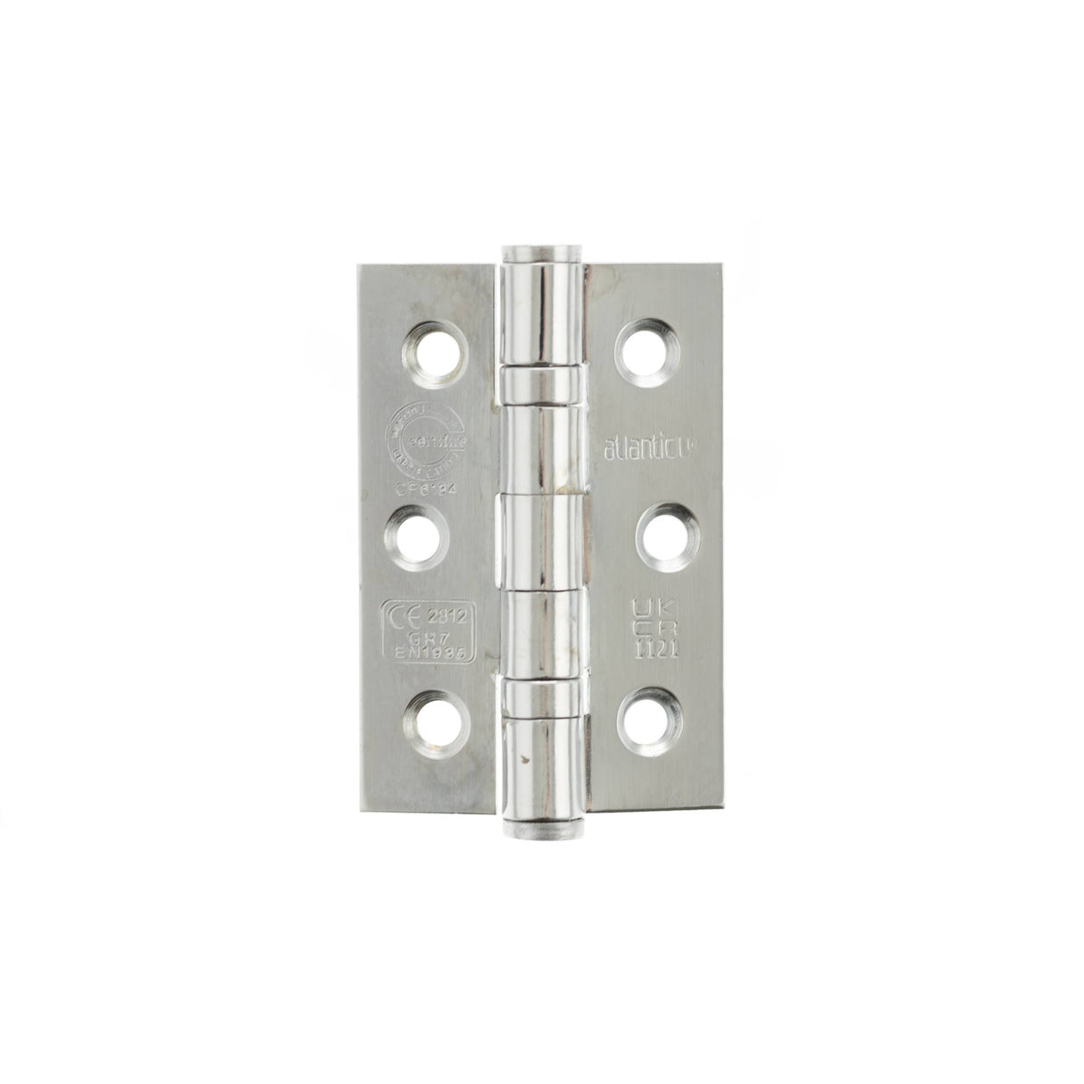 Pair 75mm (3") Polished Chrome CE Ball Butt Hinge | A2H322PC
