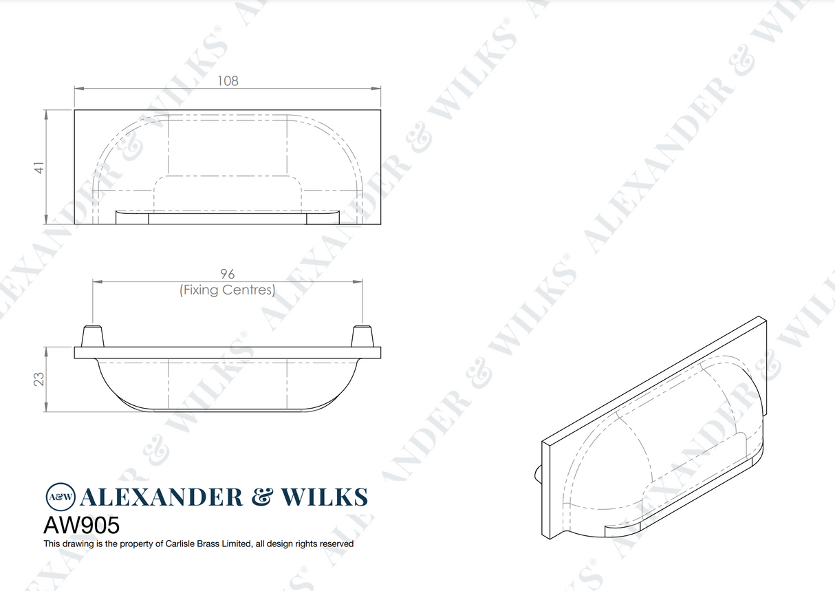 Alexander and Wilks Dark Bronze PVD Quantock Cup Handle c/c 96mm | AW905DBZPVD