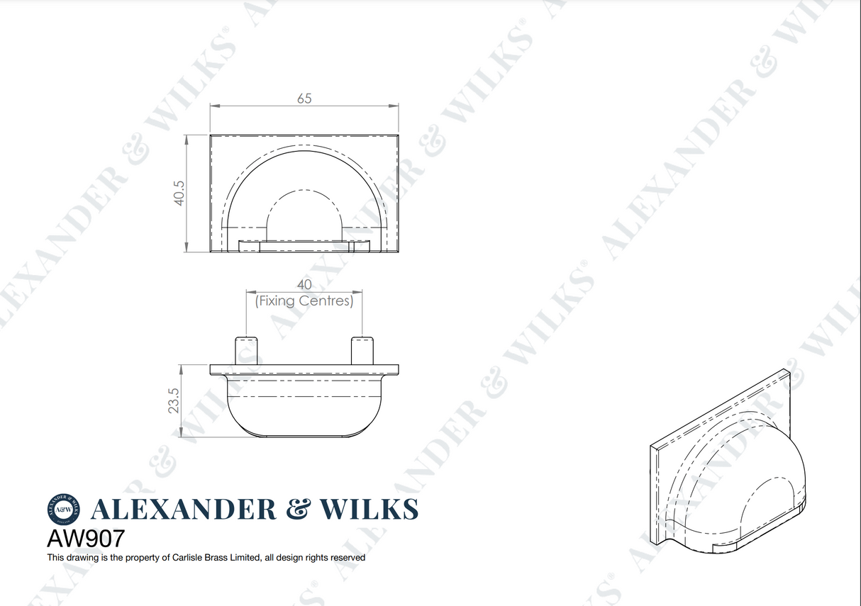 Alexander and Wilks Antique Brass Quantock Cup Handle c/c 40mm | AW907AB