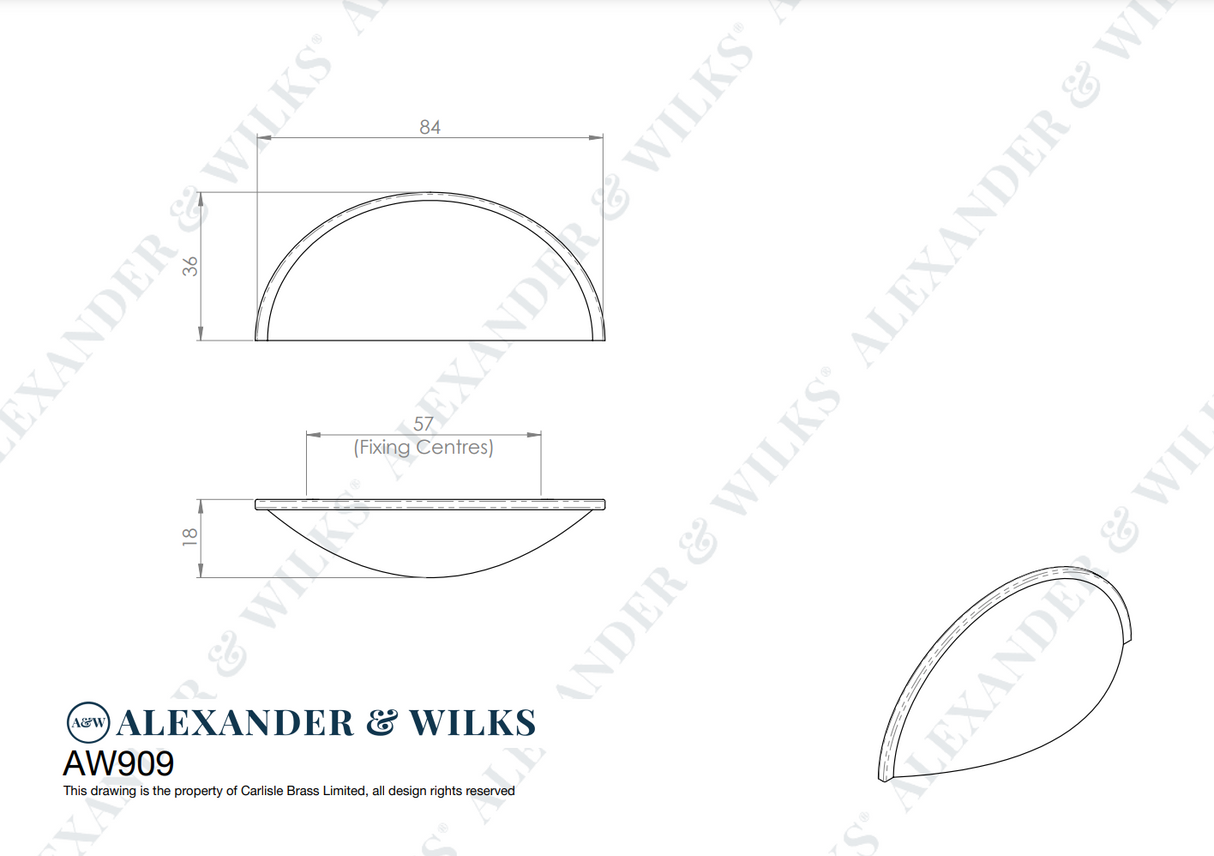Alexander and Wilks Black 85mm Quieslade Cup Handle | AW909BL
