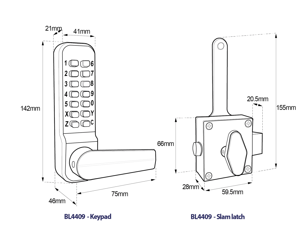 Borg Black BL4409 Marine Grade Digital Lock with Lever | BL4409
