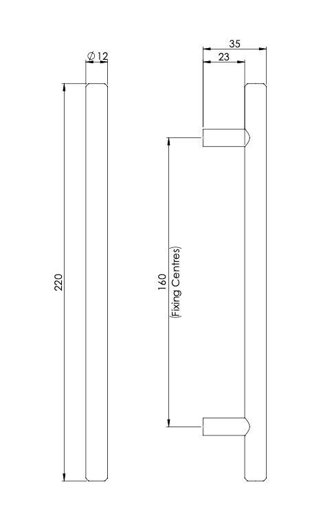 Gun Metal T Bar Cabinet Handle 160mm c/c |FTD445CGM