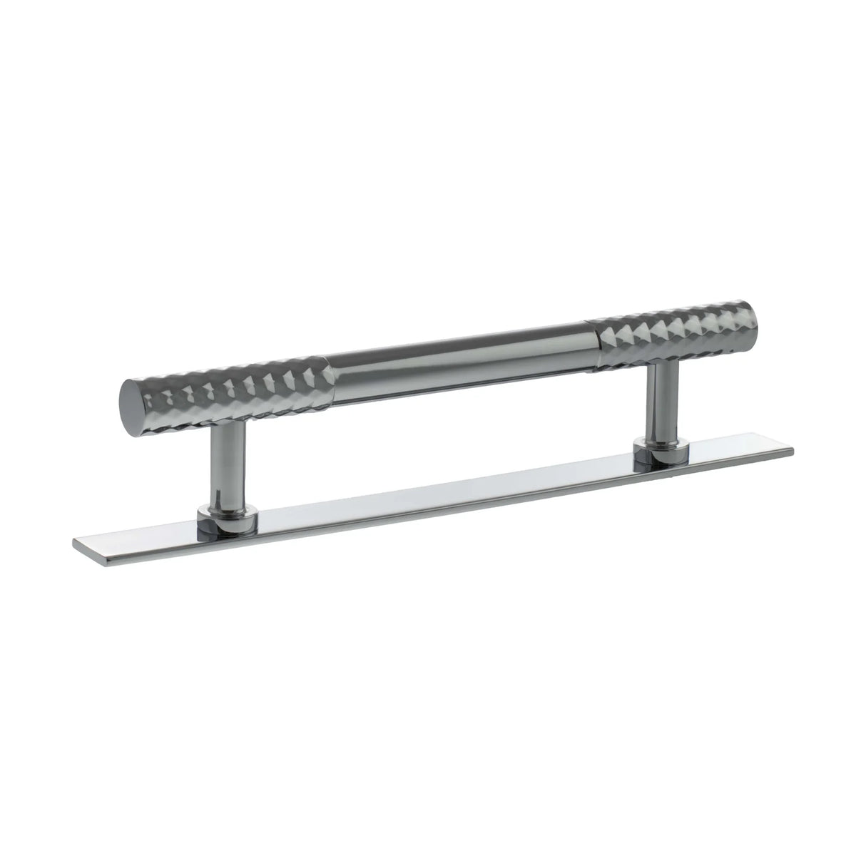 Millhouse Brass Polished Chrome 128mm Chrysler Diamond T-Bar Cabinet Pull Handle on Backplate | MHCDB17128PC