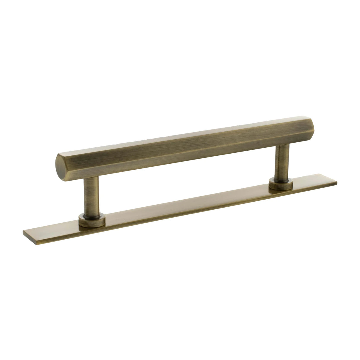 Millhouse Brass Antique Brass 128mm Pennington Hexagonal T-Bar Cabinet Pull Handle on Backplate | MHCHB17128AB