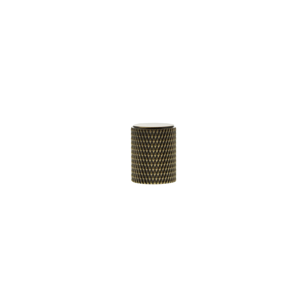 Antique Brass Eiffel Knurled Cylinder Cabinet Knob | MHCK1420AB