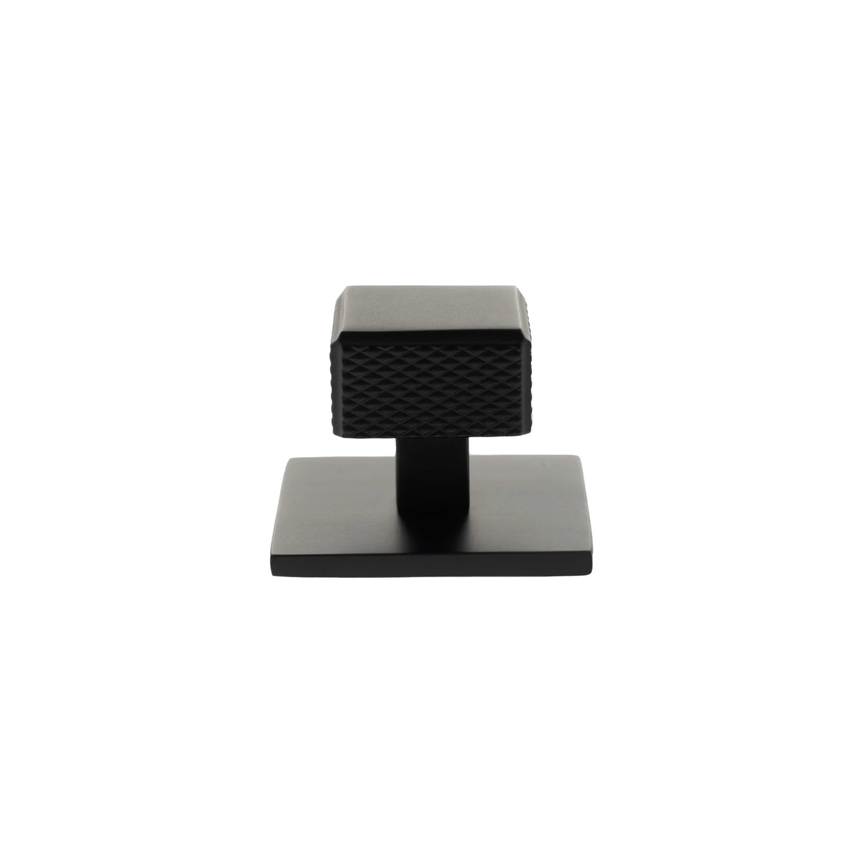 Millhouse Brass Matt Black Eiffel Knurled Square Cabinet Knob on Backplate | MHCKB1230MB