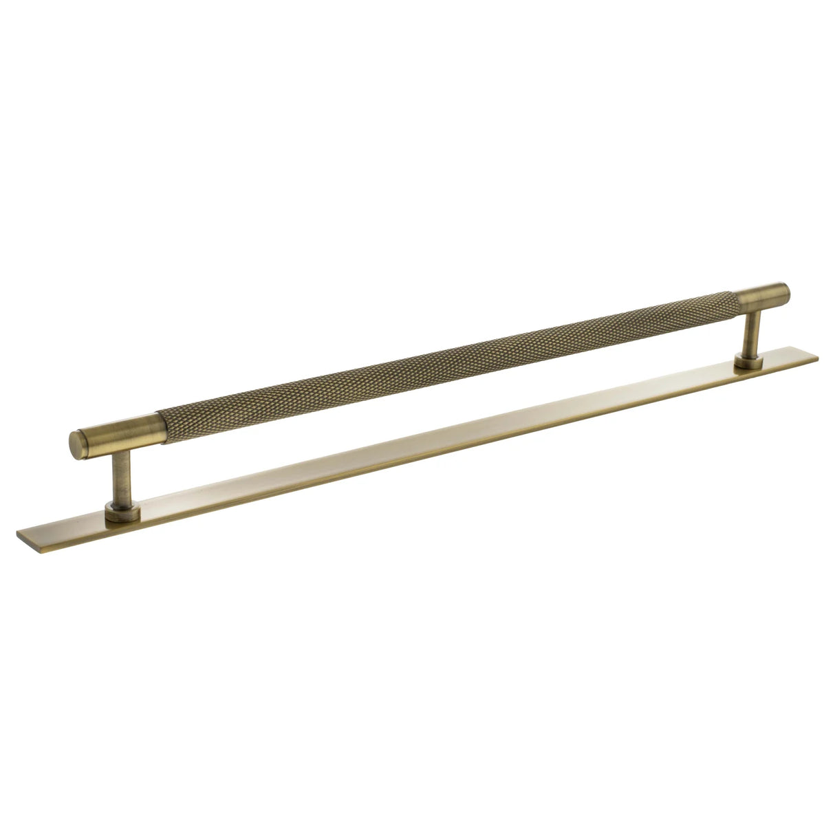 Millhouse Brass Antique Brass 320mm Eiffel Knurled T-Bar Cabinet Pull Handle on Backplate | MHCKB17320AB