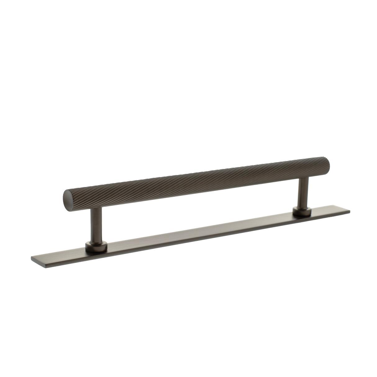 Millhouse Brass Urban Dark Bronze 160mm Paddington Spiral T-Bar Cabinet Pull Handle on Backplate | MHCSB17160UDB