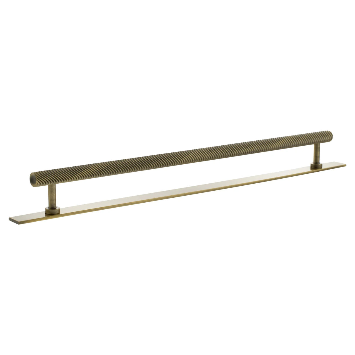 Millhouse Brass Antique Brass 320mm Paddington Spiral T-Bar Cabinet Pull Handle on Backplate | MHCSB17320AB