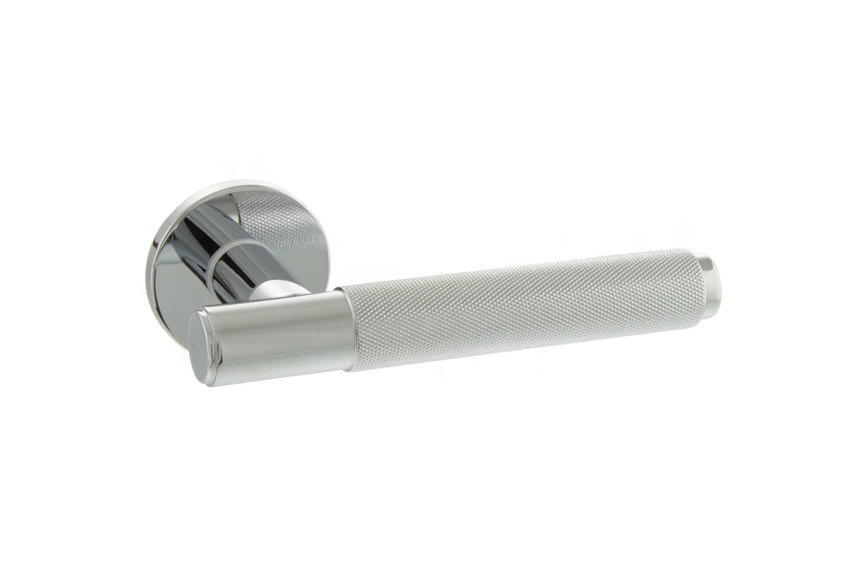 Set Millhouse Polished Chrome Crompton Knurled Lever on 5mm rose | MHSR100PC