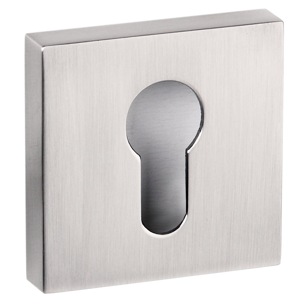 Senza Pari Satin Nickel Square Euro Cylinder Escutcheon | SPESCESN