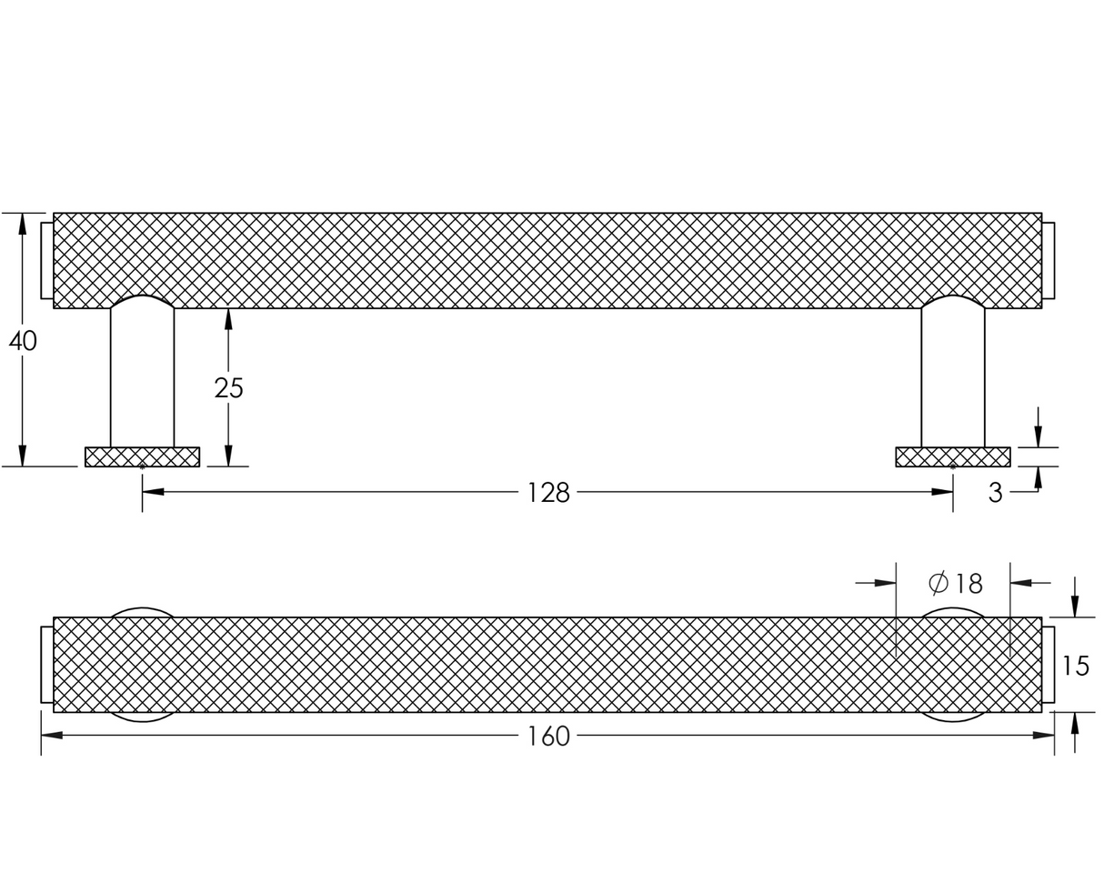 Burlington 128mm Satin Nickel Knurled Piccadilly Cabinet Handle | BUR411SN