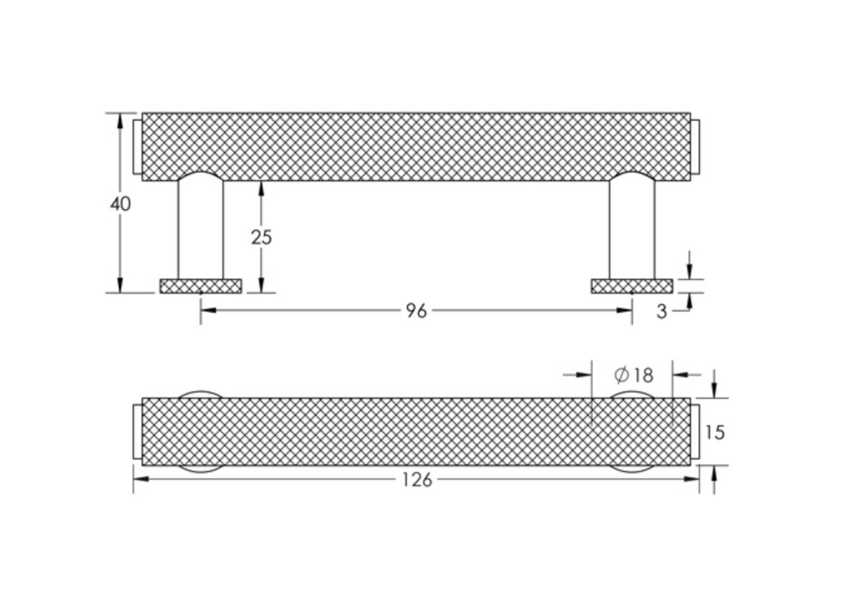 Burlington 96mm Matt Dark Brown Knurled Cabinet Pull Handle | BUR410DB