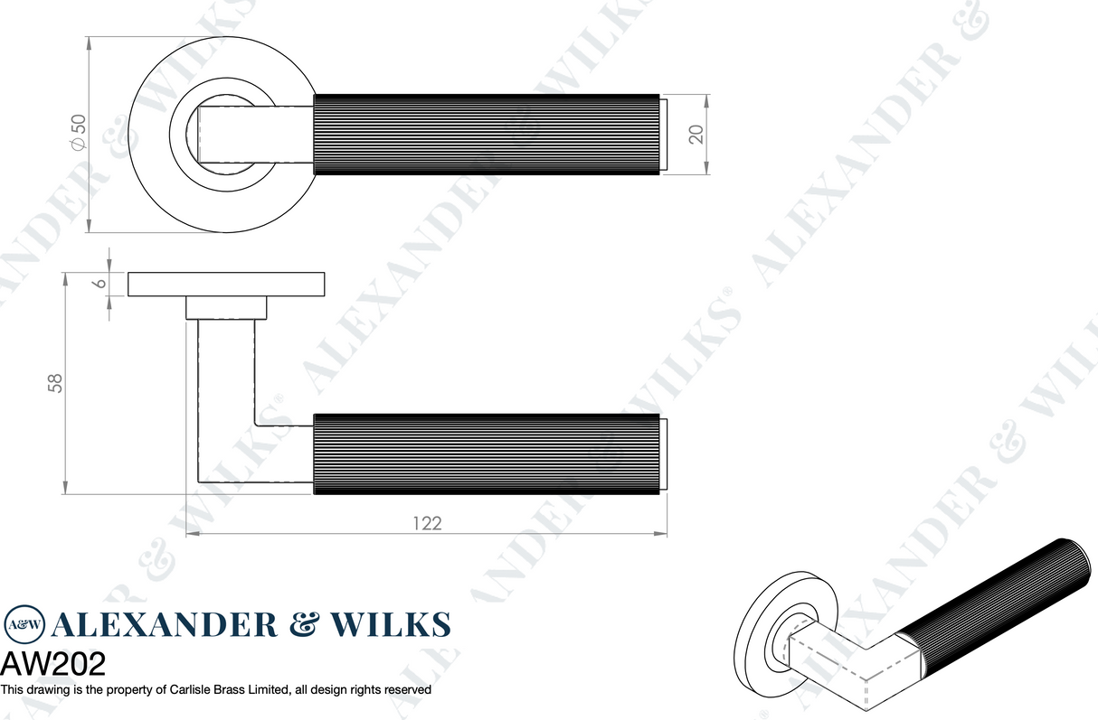 Alexander & Wilks Antique Brass Hurricane Reeded Lever on rose | AW202AB