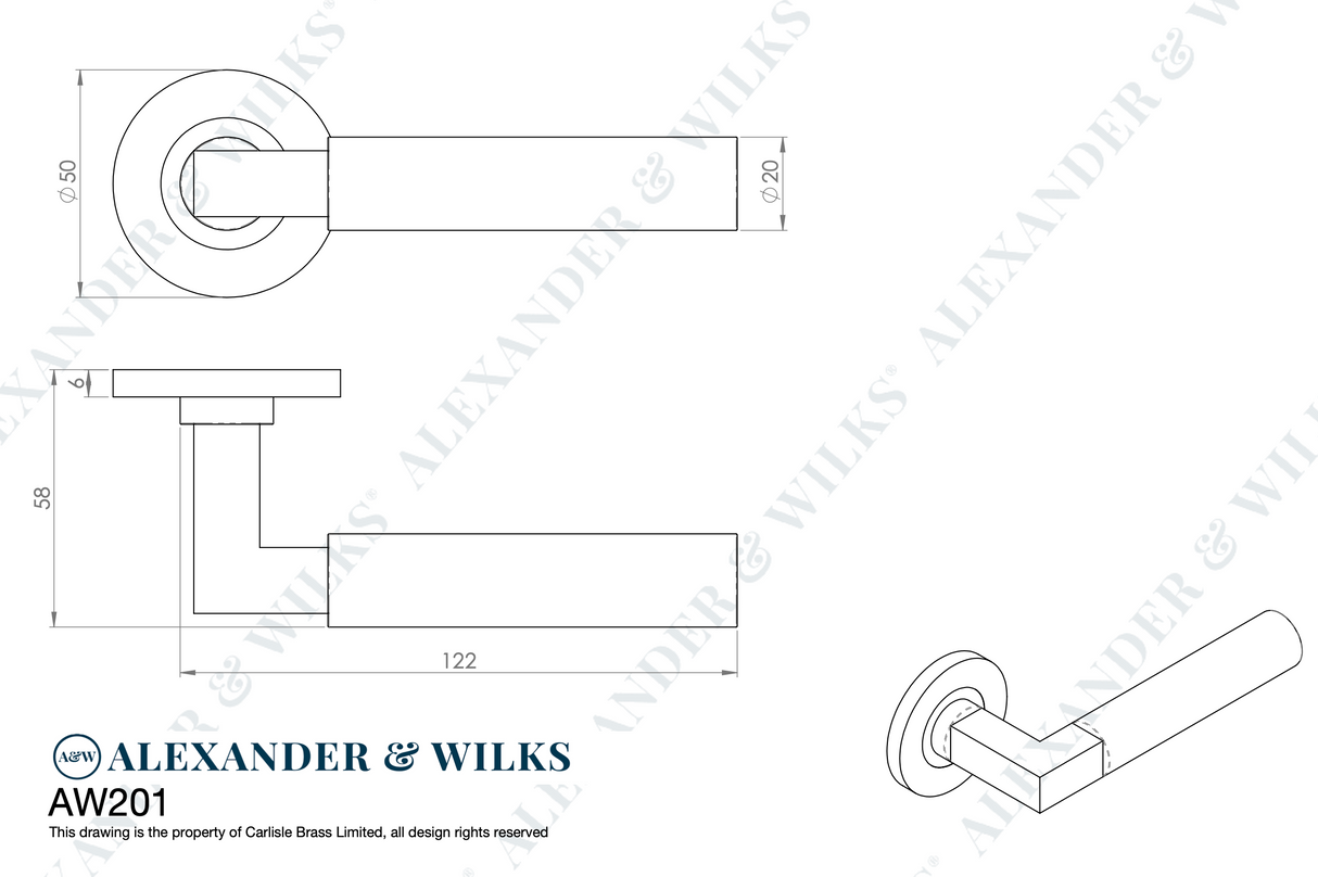 Alexander & Wilks Antique Brass Hurricane Plain Lever on rose | AW201AB