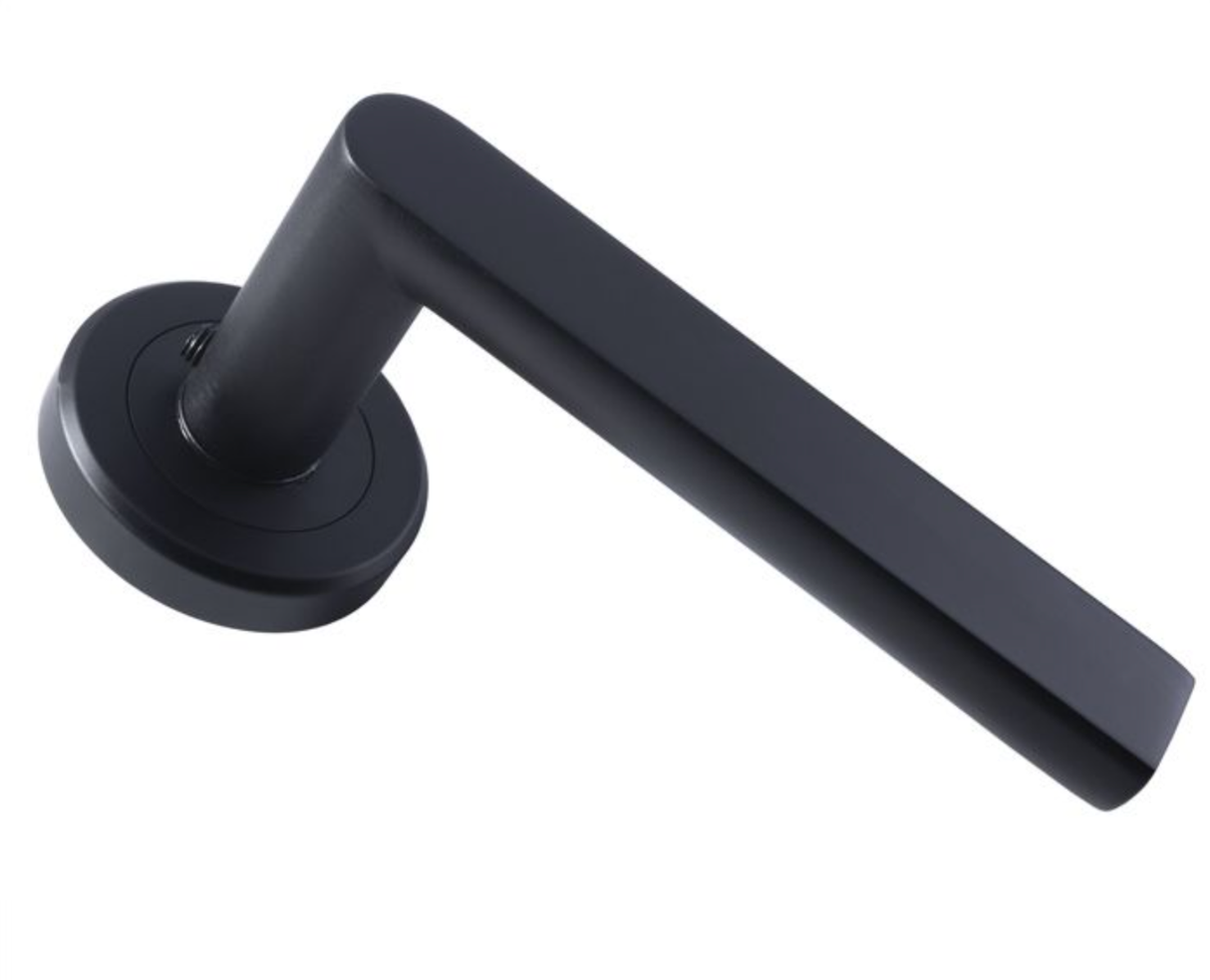 Set Matt Black Serozzetta Edge Lever on round rose | SZM210MB
