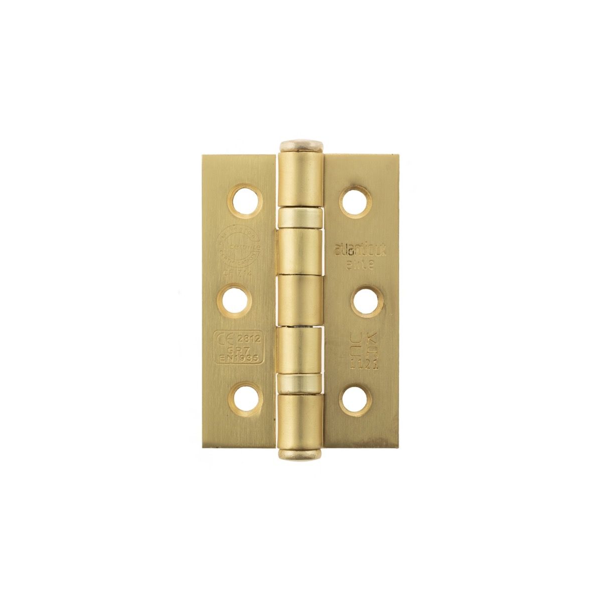 Pair 75mm (3") Satin Brass CE Ball Butt Hinge | A2H322SB