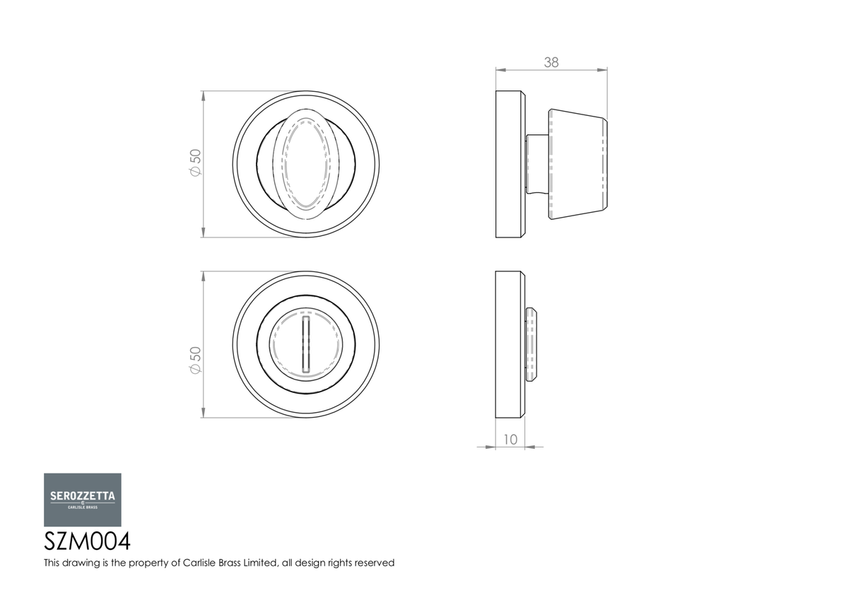Serozetta Matt Black Thumbturn Snib & Release on round rose | SZM004MB
