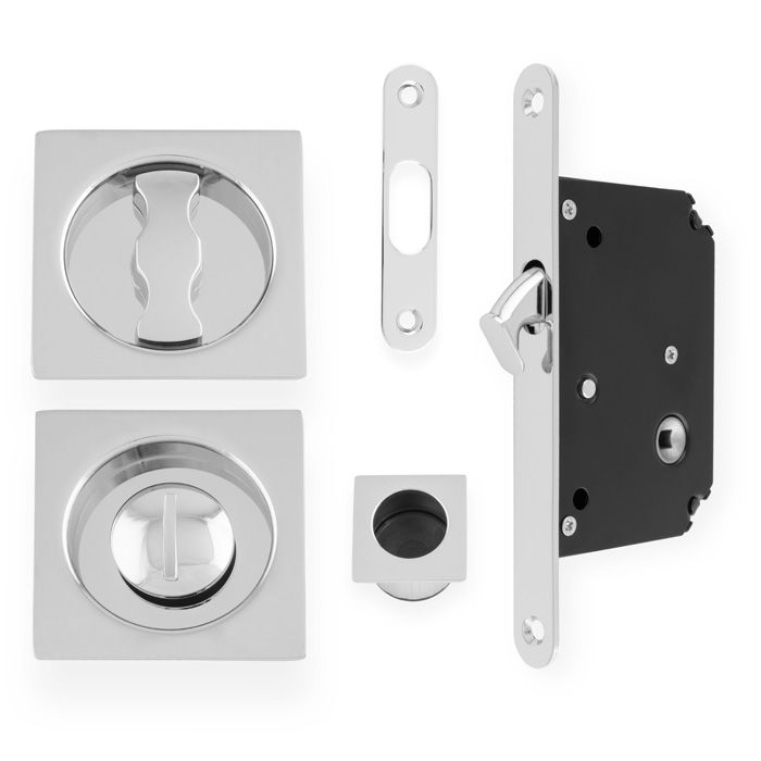 AW Polished Chrome Square Sliding Door Locking Kit | AW111RCP