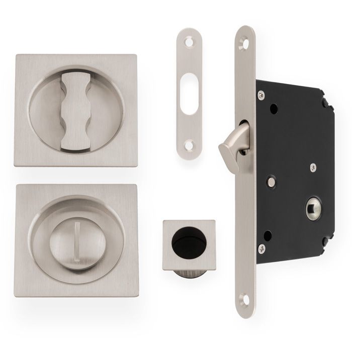 AW Satin Nickel Square Sliding Door Locking Kit | AW111RSN