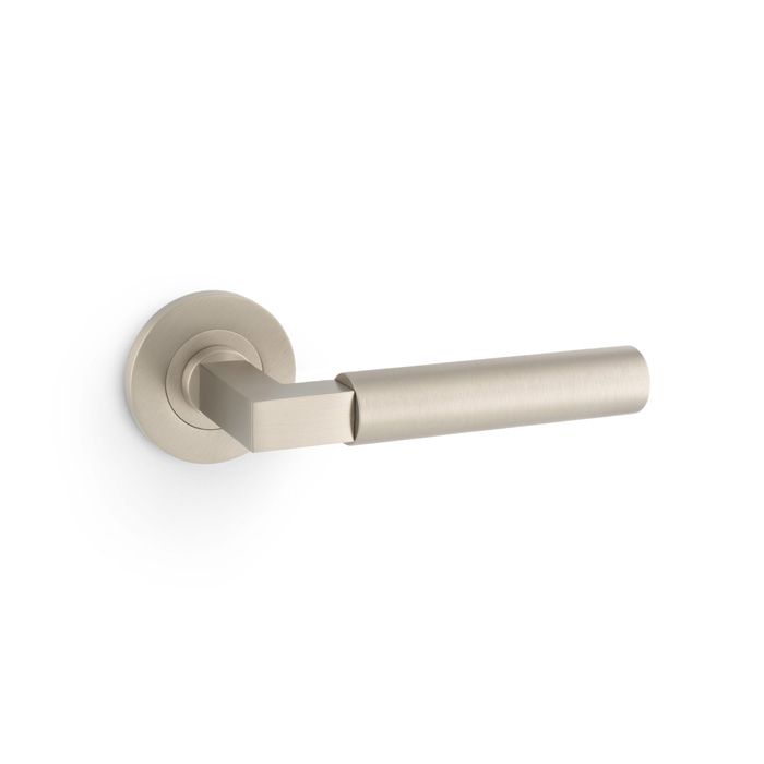 Alexander & Wilks Satin Nickel Hurricane Plain Lever on rose | AW201SN