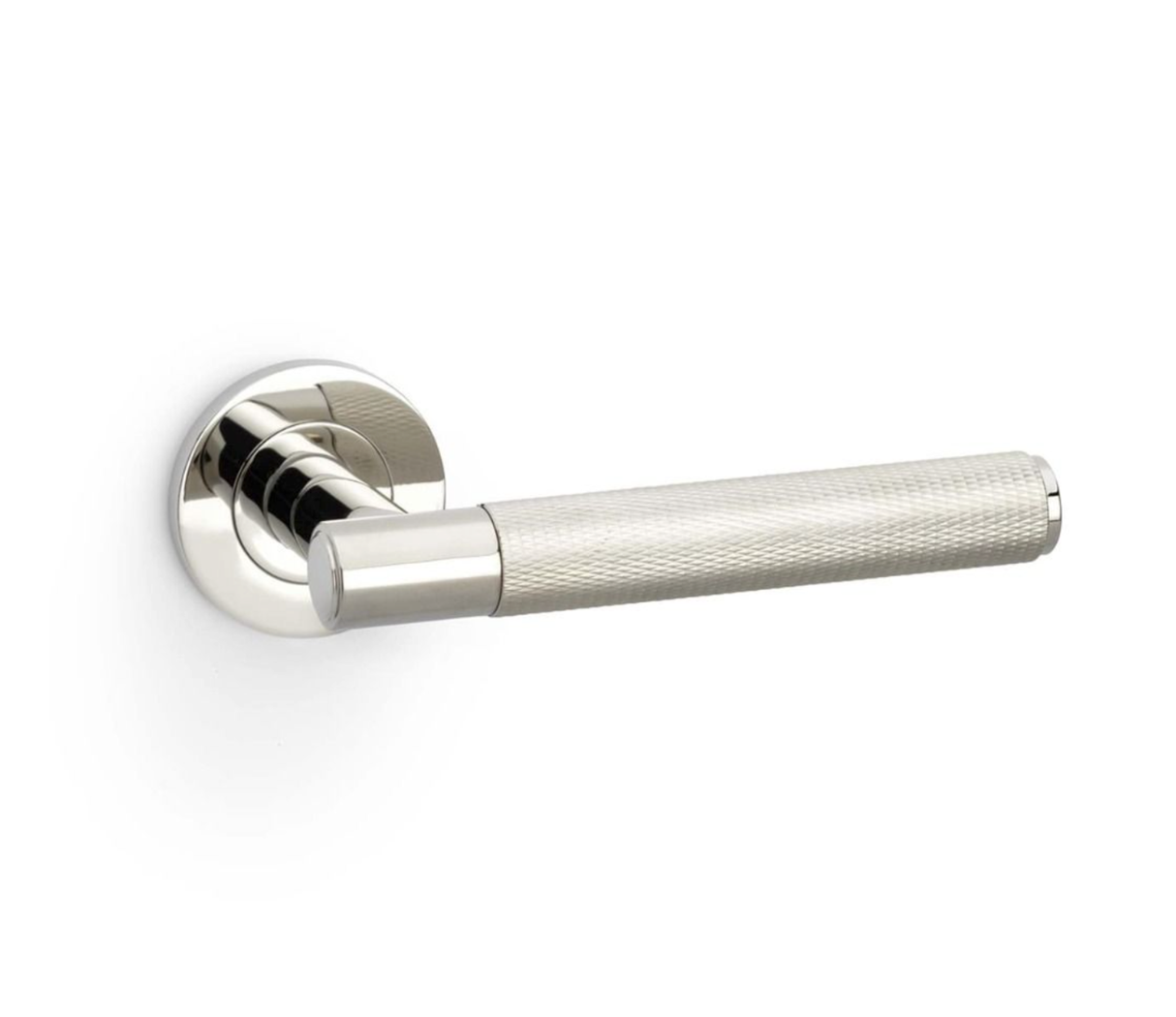 Alexander & Wilks Polished Nickel PVD Spitfire Knurled Lever on rose | AW220PNPVD