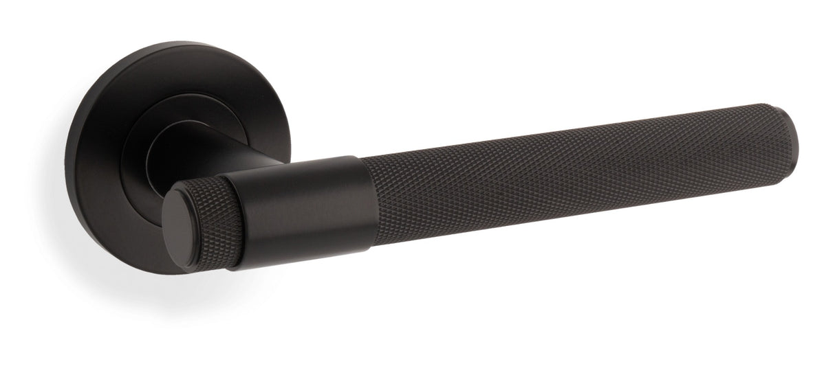 Alexander & Wilks Black Kingston Knurled Lever on rose | AW240BL