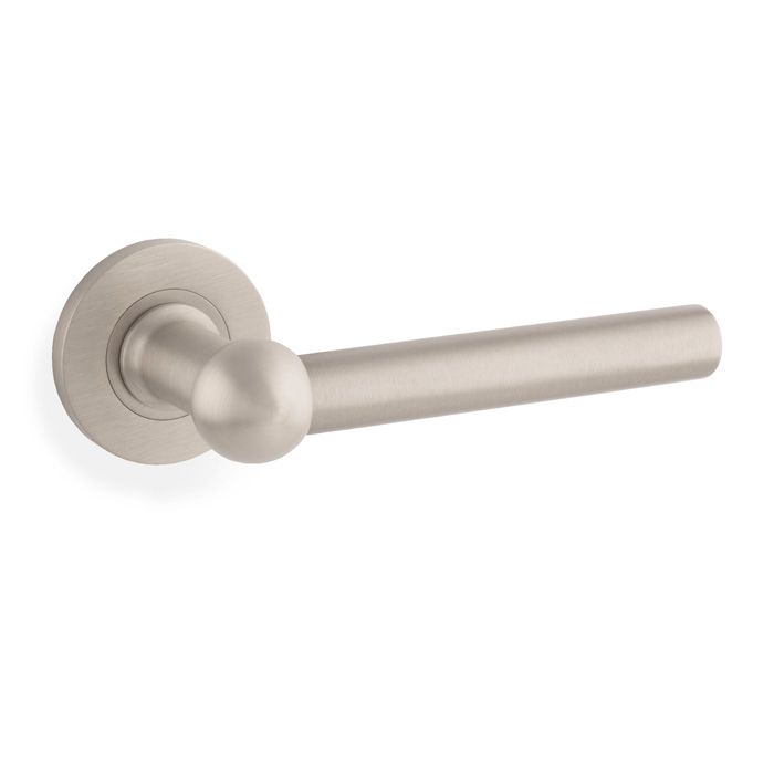 Alexander & Wilks Satin Nickel Siskin Lever on rose | AW250SN