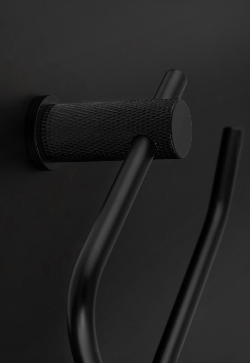 Alexander & Wilks Matt Black Brunel Diamond Knurled Toilet Roll Holder | AW450BL