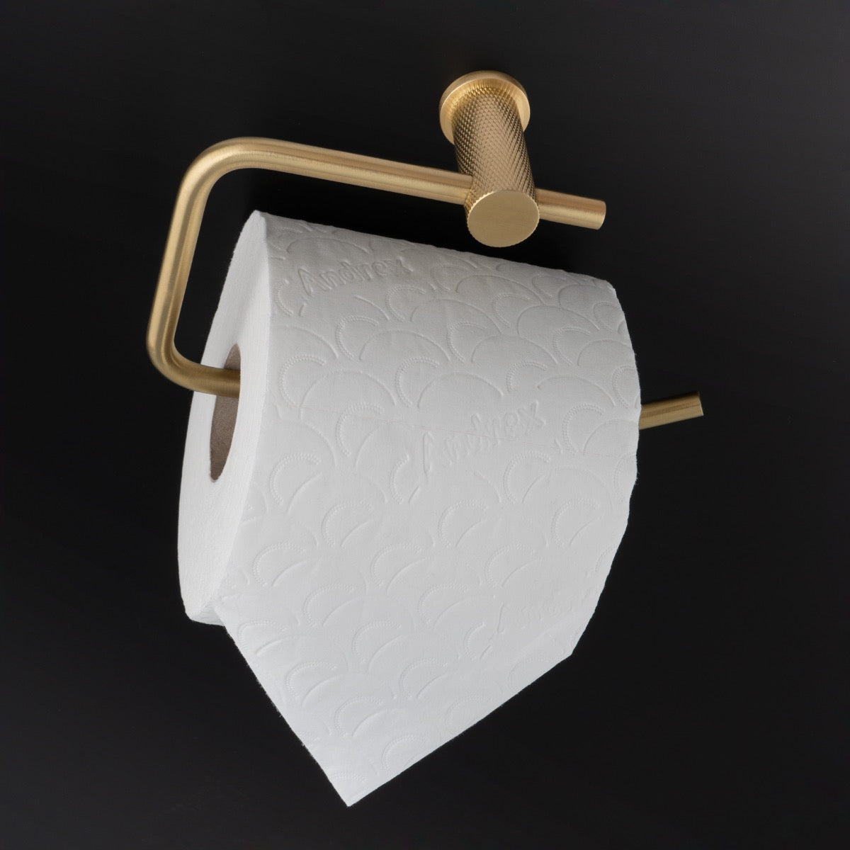 Alexander & Wilks Satin Brass PVD Brunel Diamond Knurled Toilet Roll Holder | AW450SBPVD