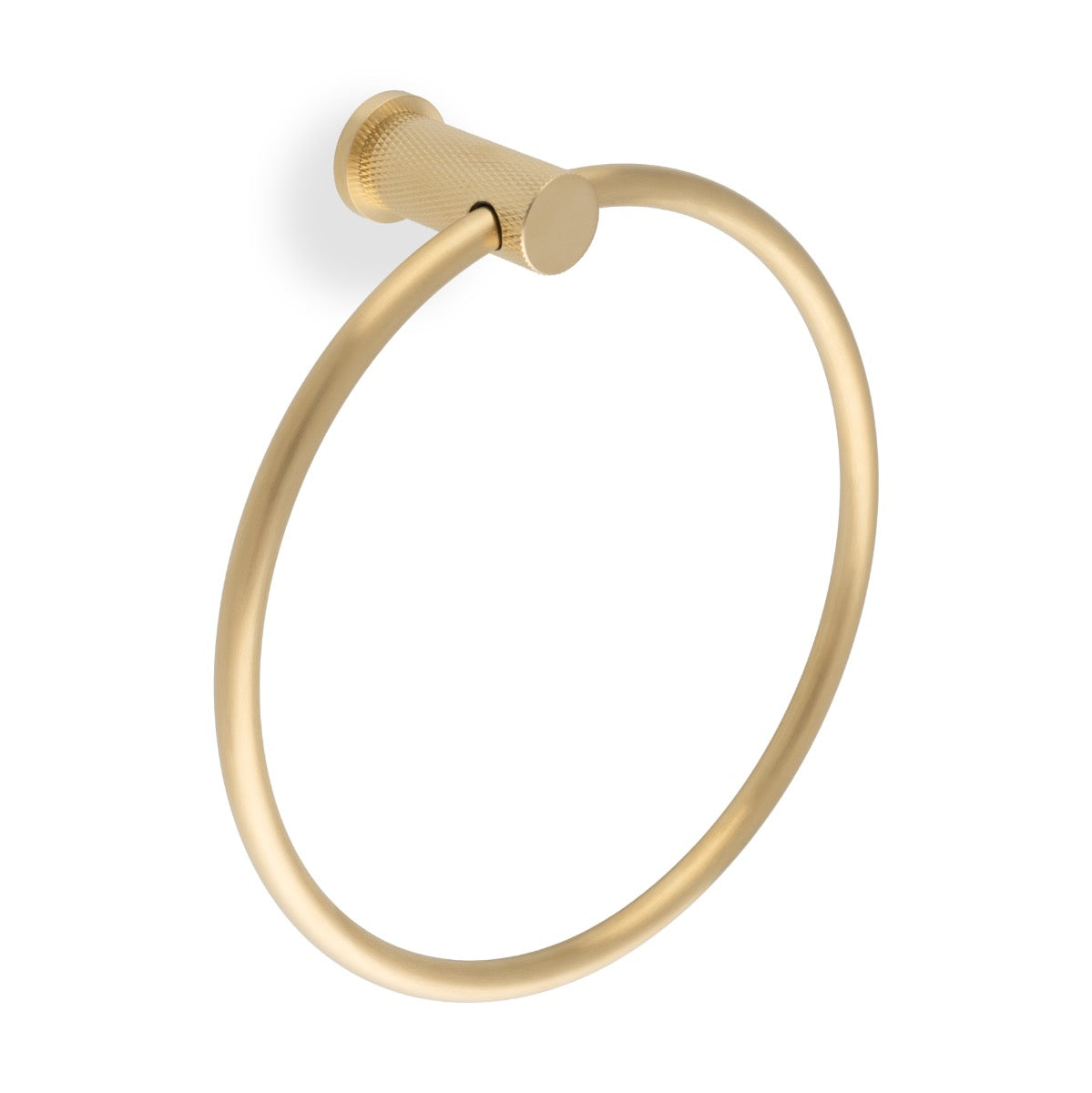 Alexander & Wilks Satin Brass PVD Brunel Diamond Knurled Towel Ring | AW451SBPVD