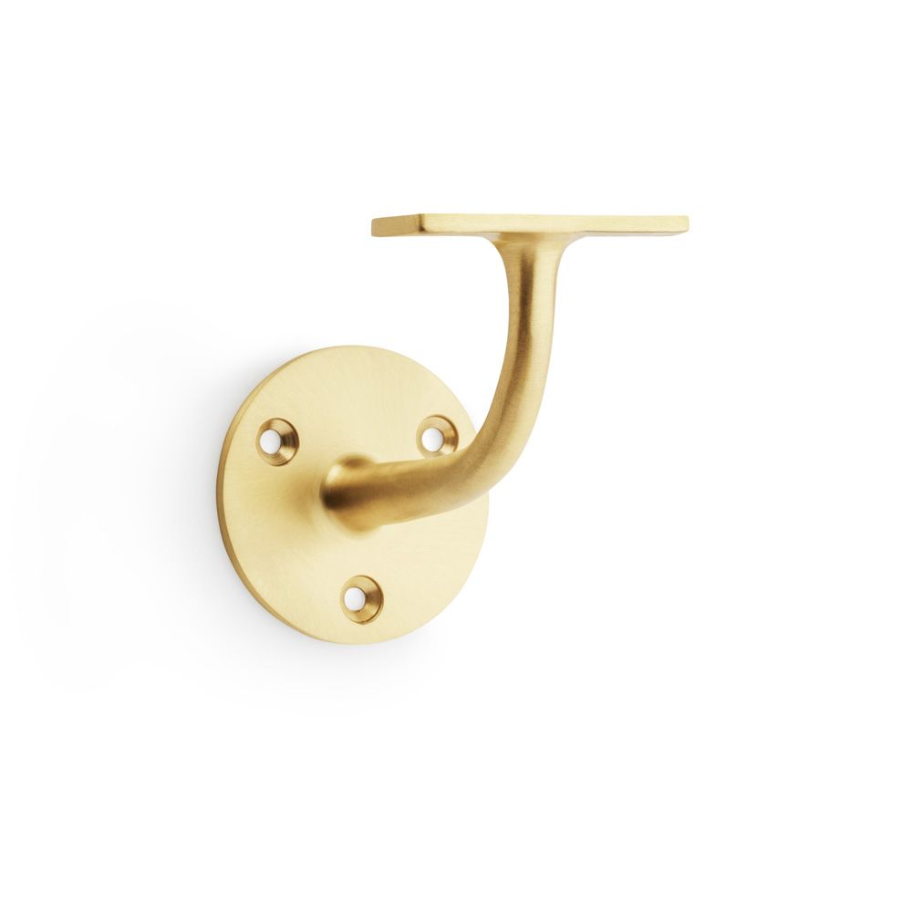 Alexander and Wilks 80mm Satin Brass Handrail Bracket | AW750SB