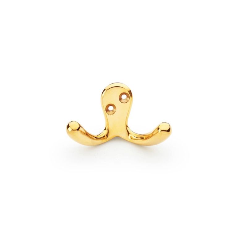 Alexander & Wilks Unlaquered Brass Victorian Double Robe Hook | AW773PBU