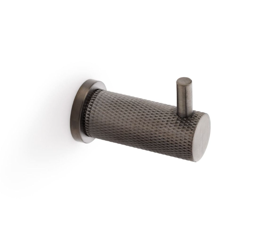 Alexander & Wilks Dark Bronze PVD Brunel Knurled Coat Hook | AW775DBZPVD