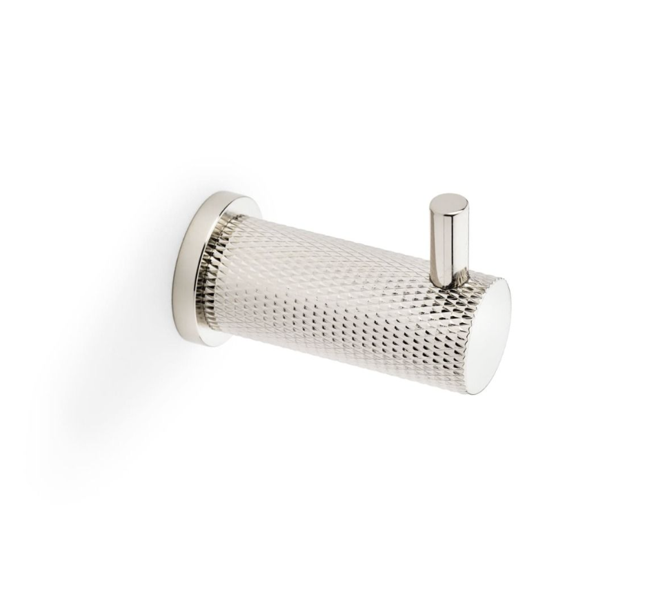 Alexander & Wilks Polished Nickel PVD Brunel Knurled Coat Hook | AW775PNPVD