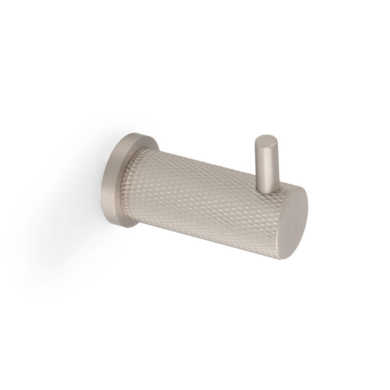 Alexander & Wilks Satin Nickel Brunel Knurled Coat Hook | AW775SN