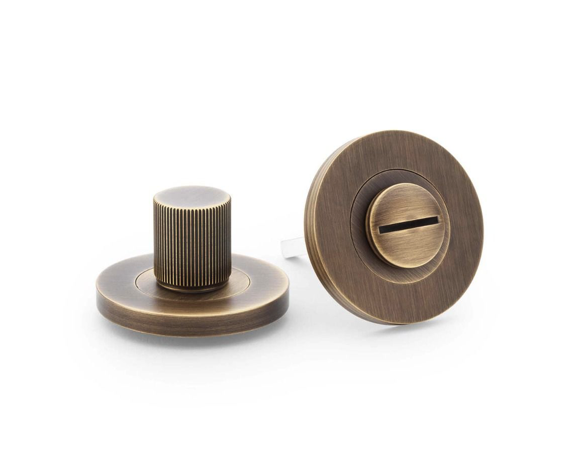 Alexander & Wilks Antique Brass Reeded Turn and Release | AW792AB