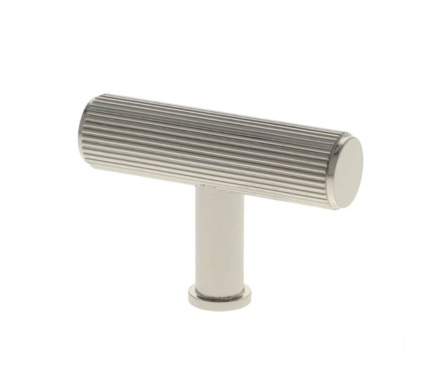 A&W Polished Nickel Crispin Reeded Line T Bar Cupboard Knob | AW801R-55-PN