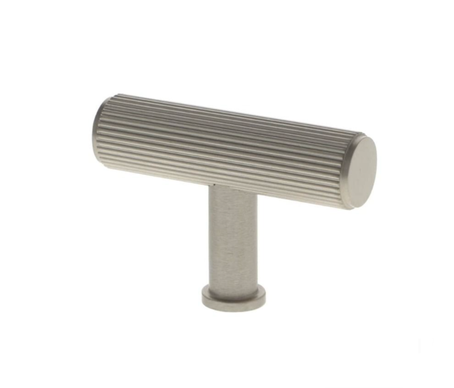 A&W Satin Nickel Crispin Reeded Line T Bar Cupboard Knob | AW801R-55-SN