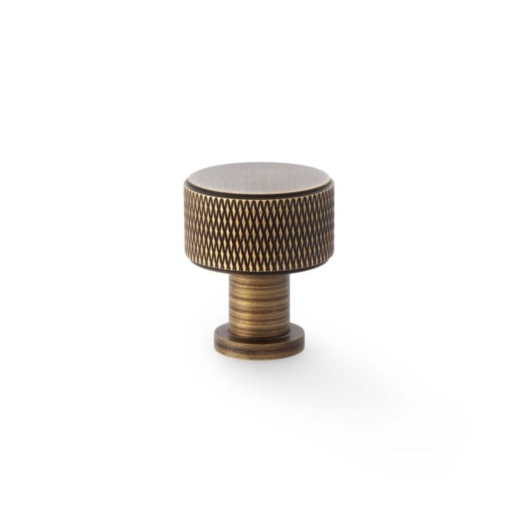 Alexander and Wilks Antique Brass 29mm Lucia Knurled Cupboard Knob