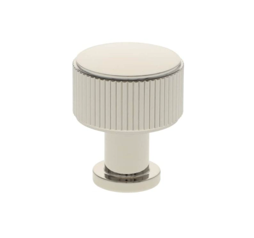 Alexander and Wilks Polished Nickel 29mm Lucia Reeded Line Cupboard Knob | AW807R-29-PN