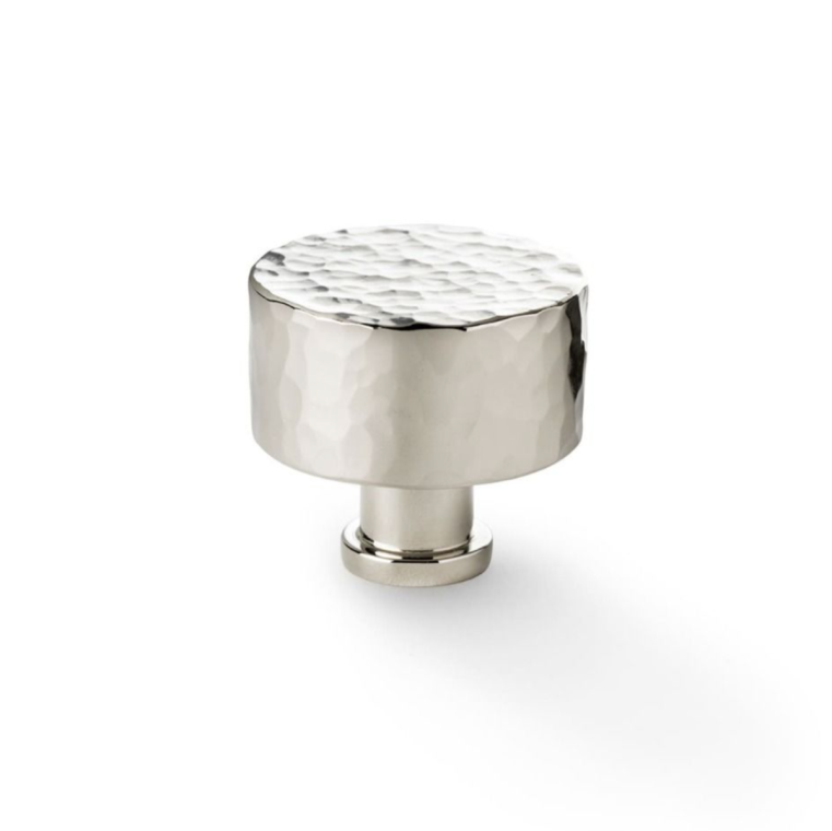 A&W Leila Polished Nickel 35mm Hammered Cupboard Knob | AW816-35-PN