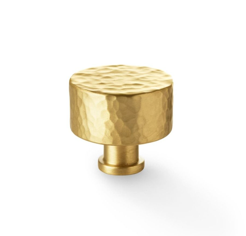 A&W Leila Satin Brass 35mm Hammered Cupboard Knob | AW816-35-SB