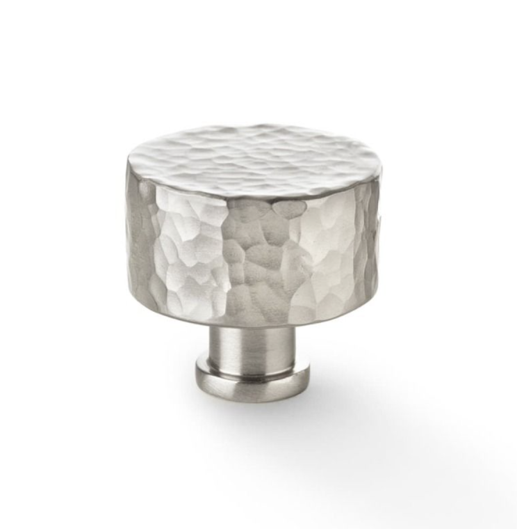 A&W Leila Satin Nickel 35mm Hammered Cupboard Knob | AW816-35-SN