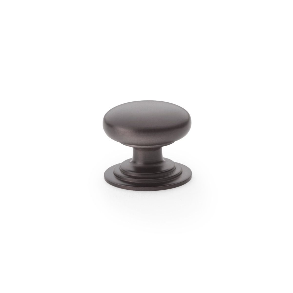 Alexander and Wilks Dark Bronze 32mm Round Cupboard Knob on Stepped Rose | AW825-32-DBZ