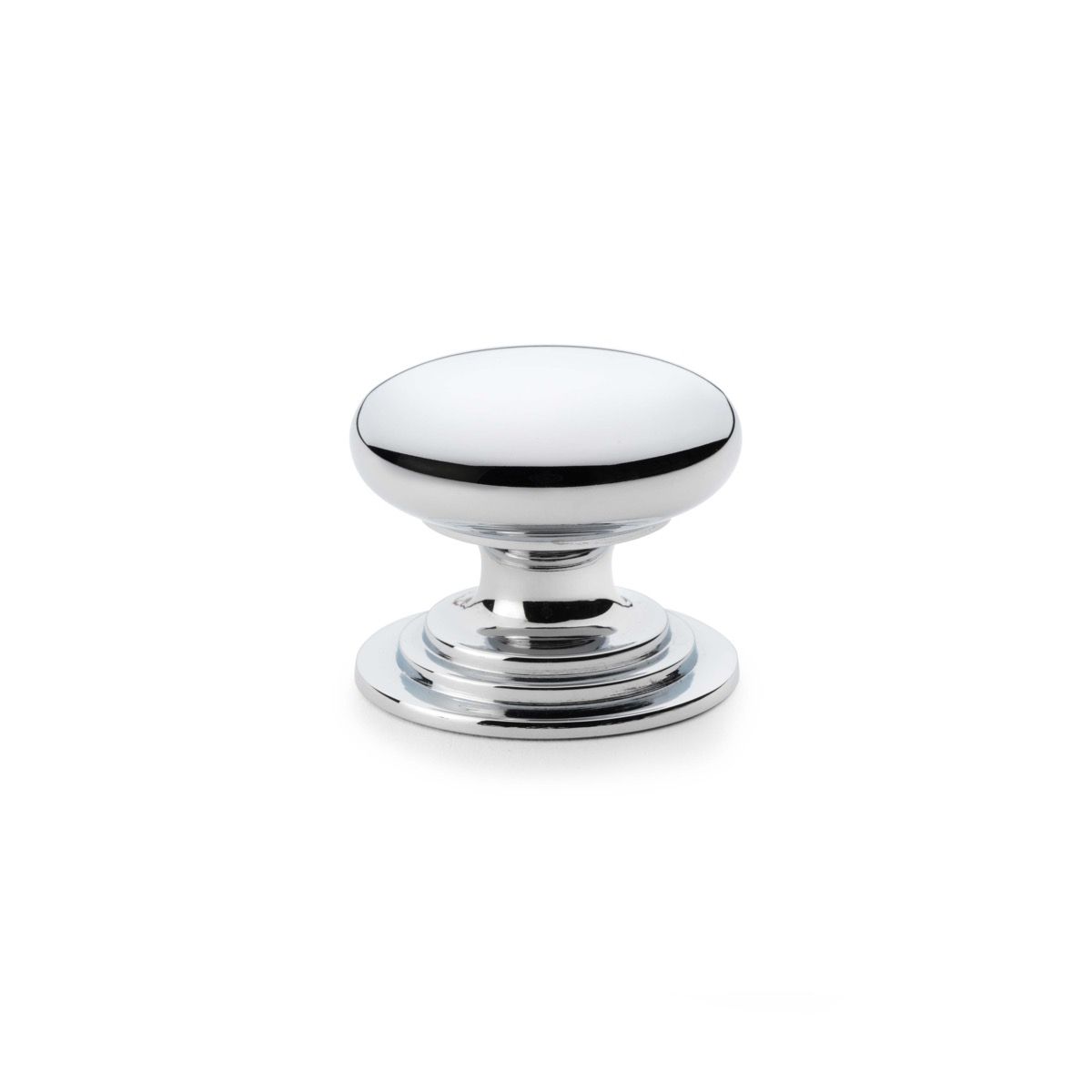 A&W Polished Chrome 38mm Round Cupboard Knob on Stepped Rose | AW825-38-PC